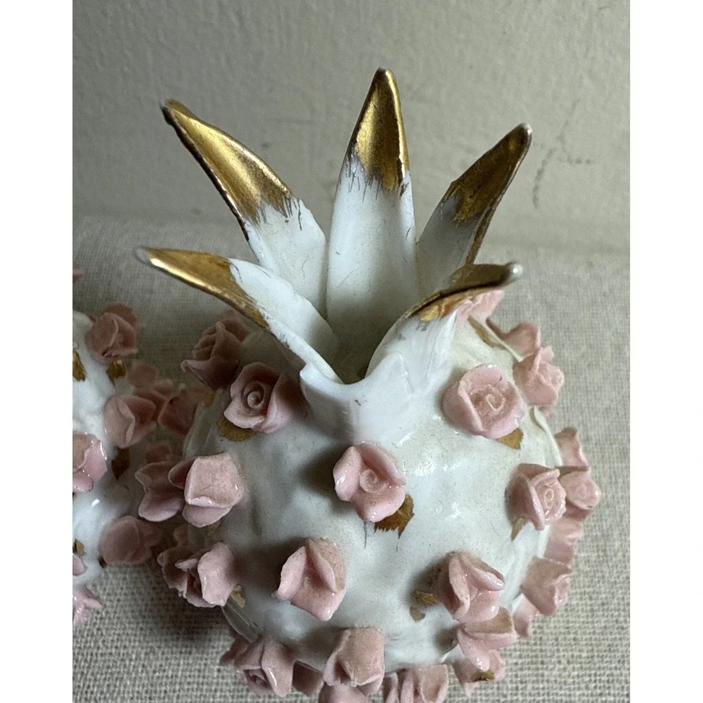 Vintage Lefton Rose Pineapple Salt and Pepper Shakers Made in Japan